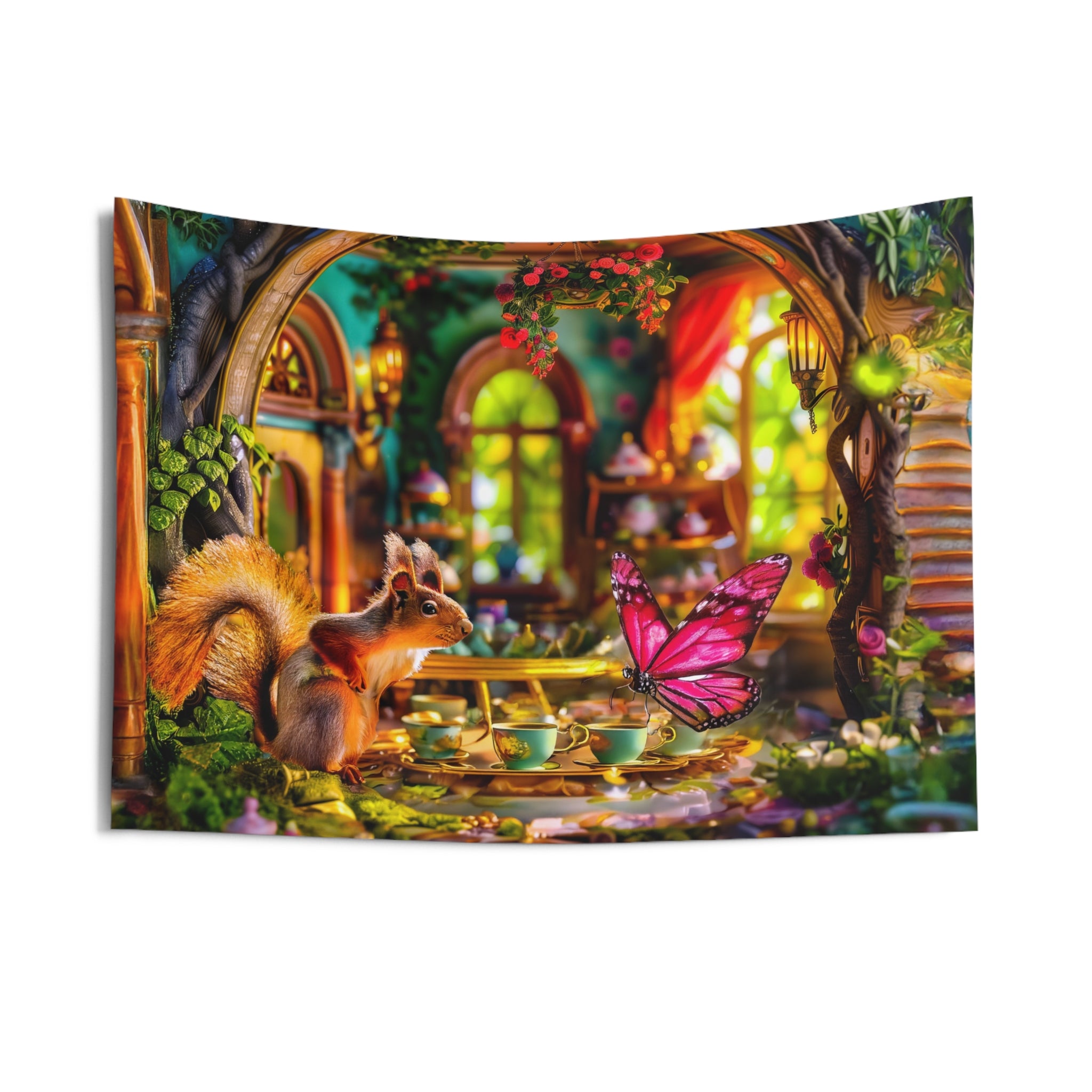 Animal Tea Party Time Tapestry | Easy Kids Room Decoration