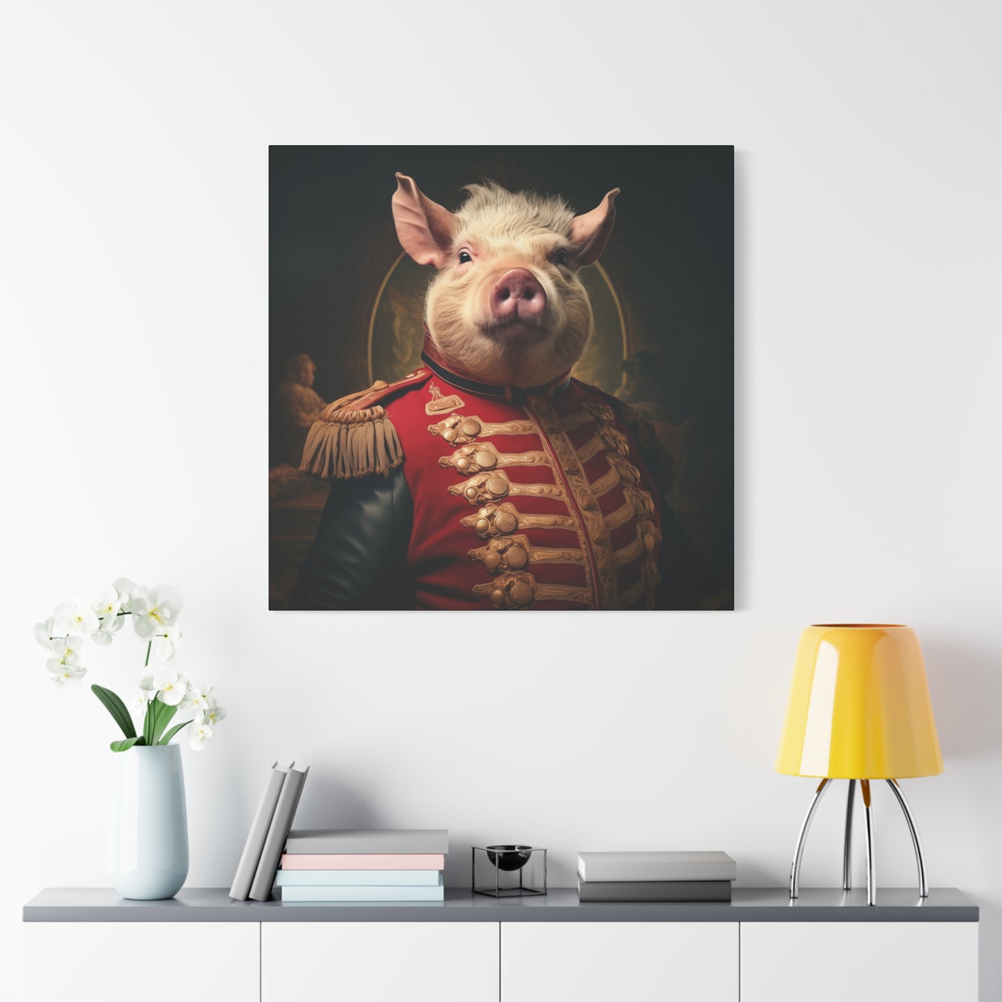 Victorian Pig Soldier "General Sow" Gallery Wrap Canvas