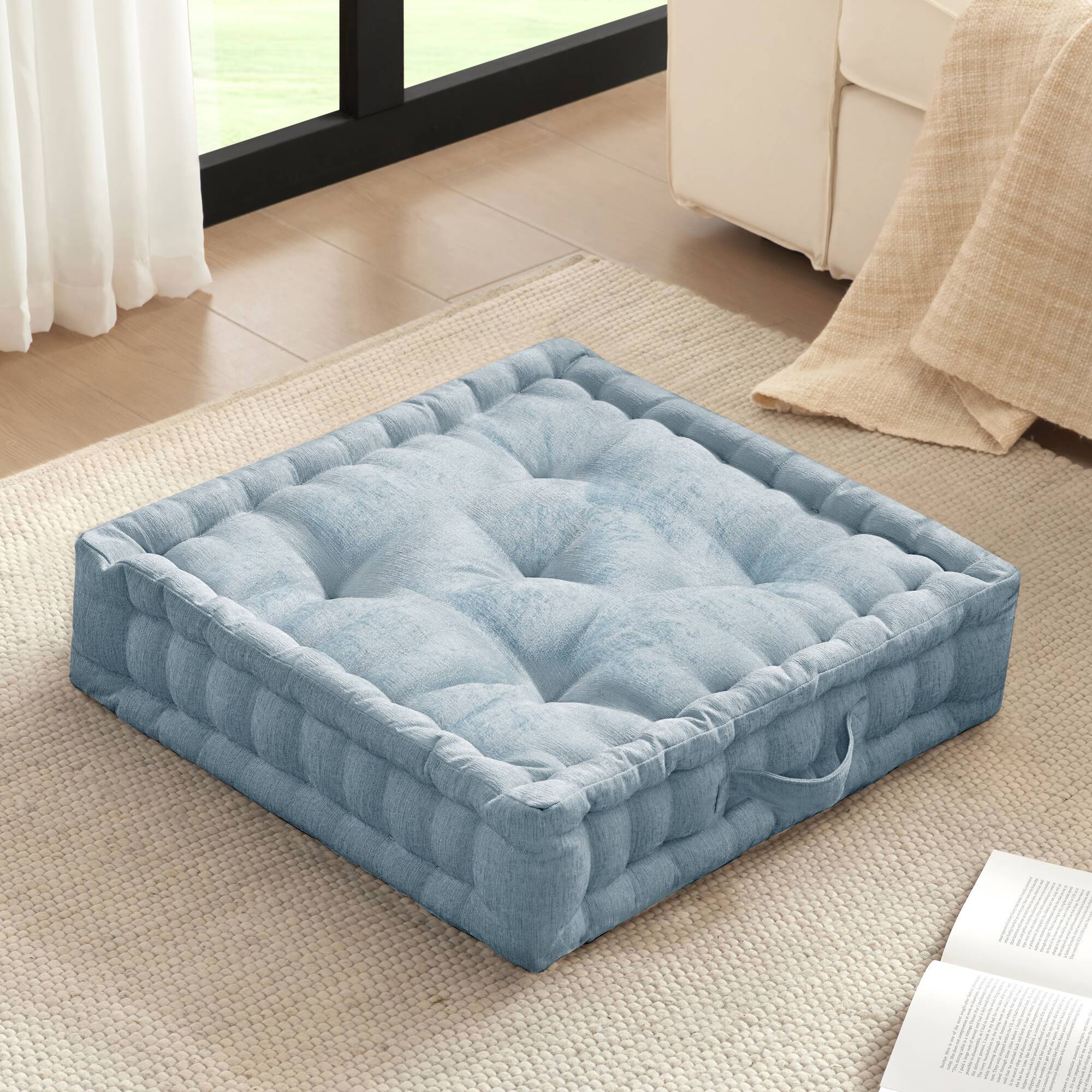 Poly Chenille Square Floor Pillow Cushion-24x24'