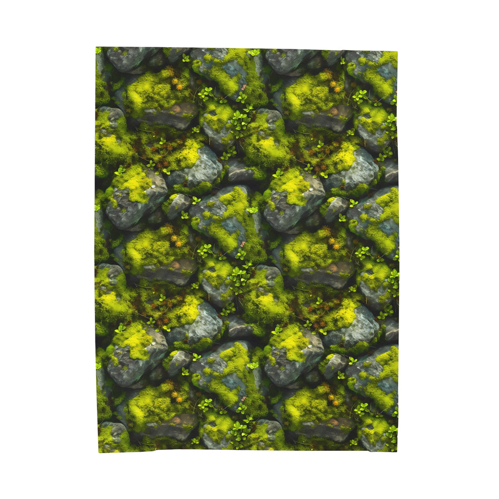 Velveteen Plush Blanket | Moss Covered Rocks | Nature Blanket from The Curated Goose