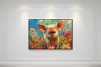 Charming Spring Pig in Blossom - Pig Portrait Art for Home & Office from The Curated Goose