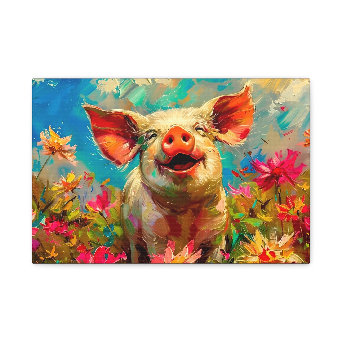 Charming Spring Pig in Blossom - Pig Portrait Art for Home & Office from The Curated Goose