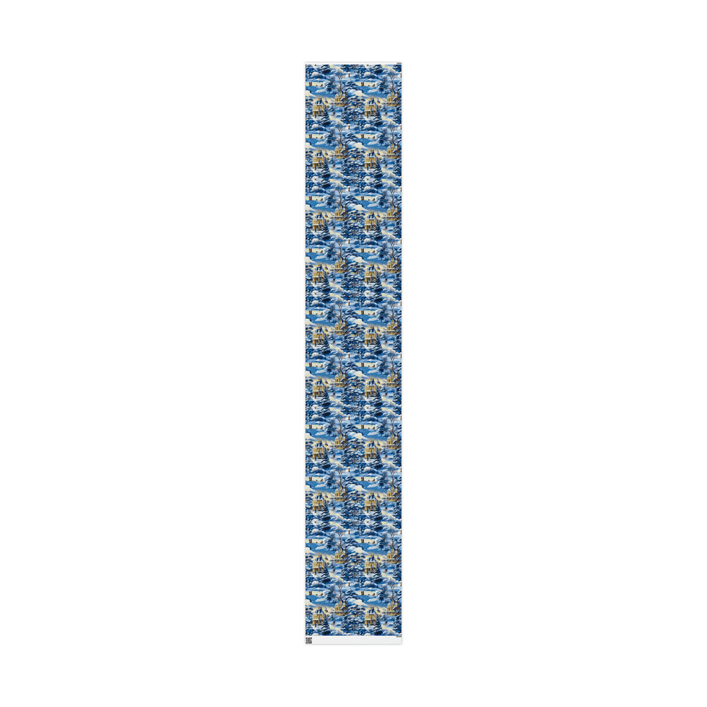 Blue Snow House Wrapping Paper from The Curated Goose