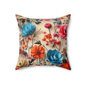 Faux Suede Square Pillow: Vintage Floral Granny Chic Throw Pillow