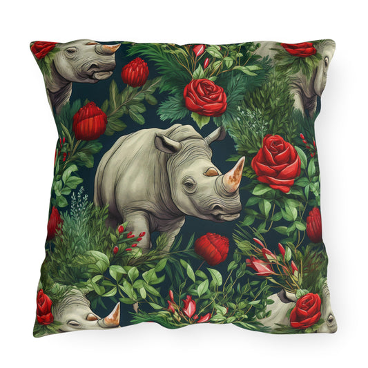Outdoor Pillow | Floral Rhinoceros Throw Pillow from The Curated Goose