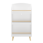 Kids Bookshelf 3-Tier White Book Organizer with Toy Storage, MDF and Pine Wood Legs