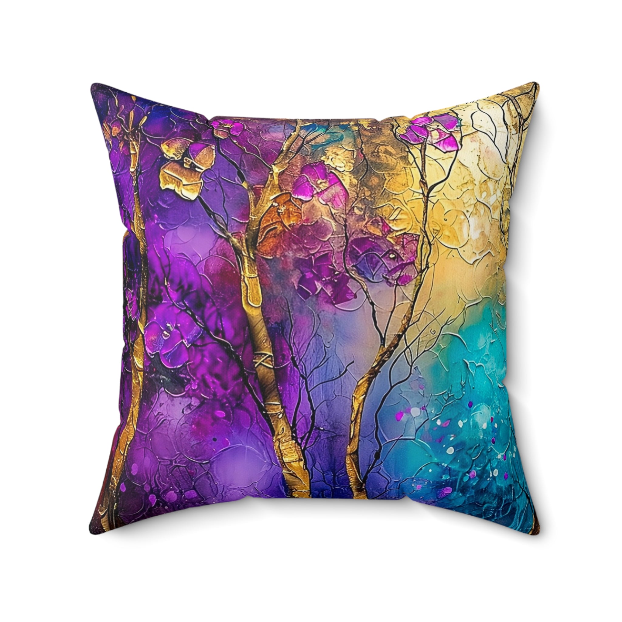 Faux Suede Square Pillow | Colorful Abstract Throw Pillow