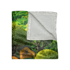 Crushed Velvet Blanket | Colorful Houses and Trees