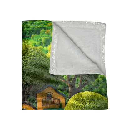 Crushed Velvet Blanket | Colorful Houses and Trees