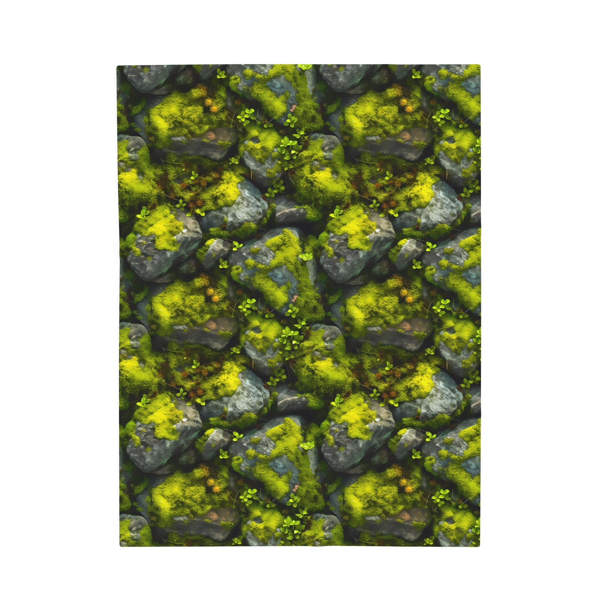 Velveteen Plush Blanket | Moss Covered Rocks | Nature Blanket