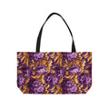 Rococo Floral Tote Bag: Stylish Purple & Gold Design