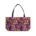 Rococo Floral Tote Bag: Stylish Purple & Gold Design
