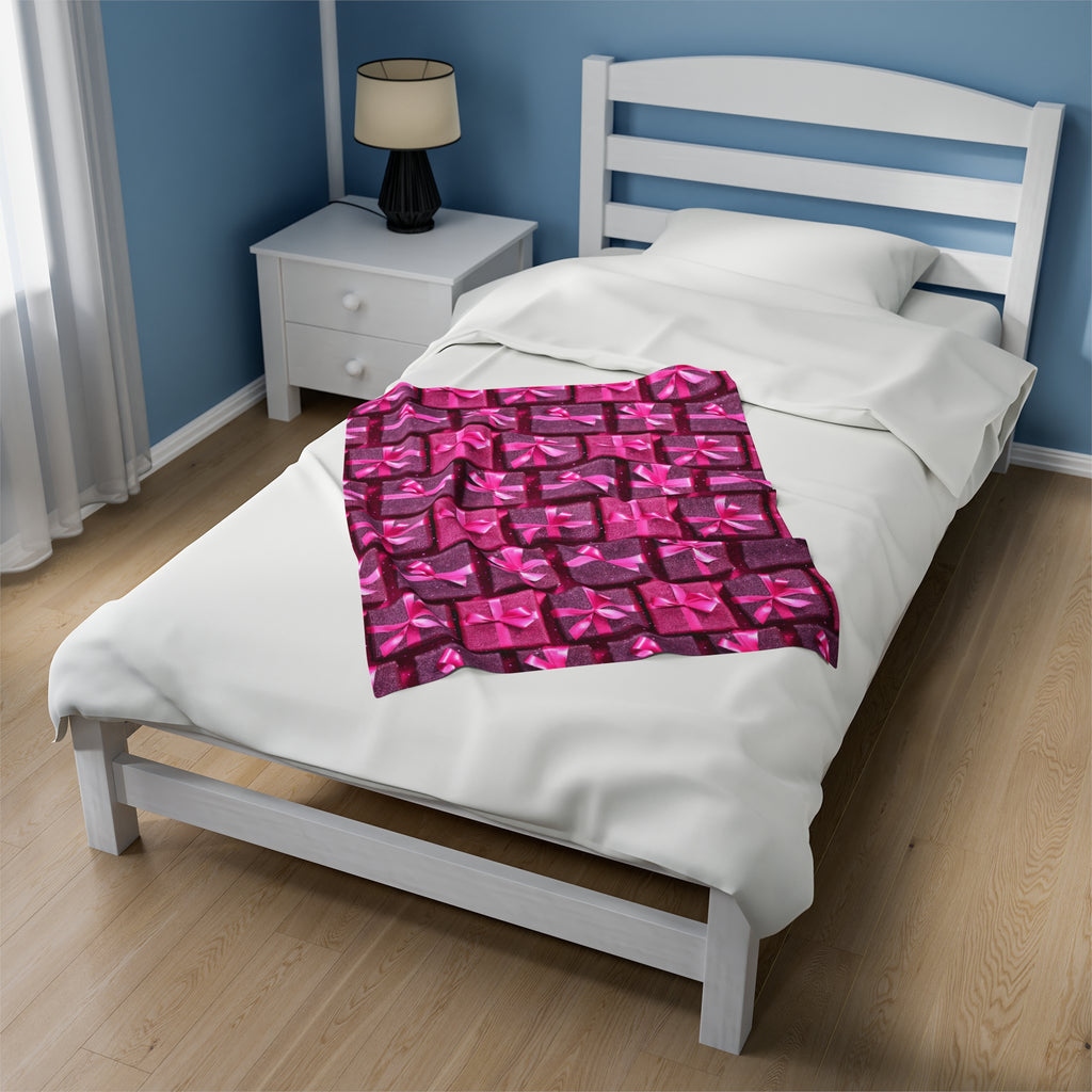 Velveteen Plush Blanket | Pink Glitter Christmas Presents