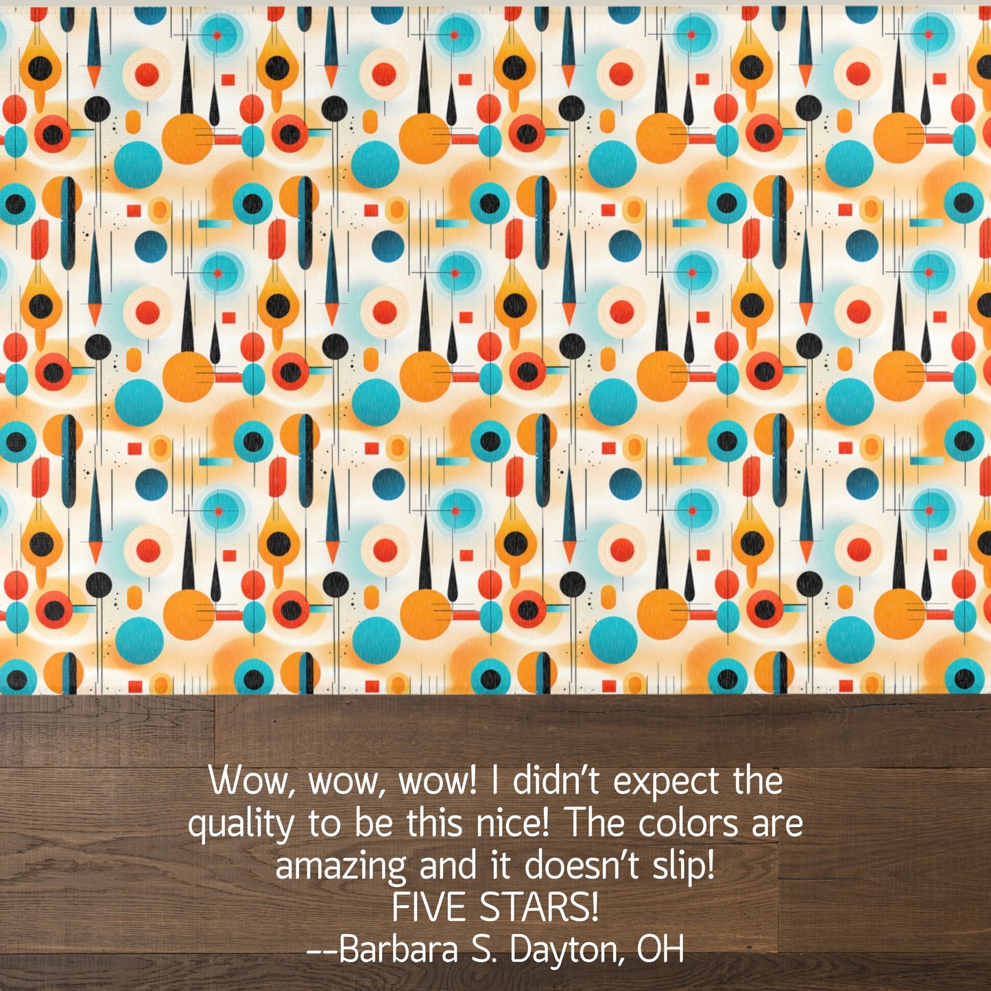 Mid Century Modern Area Rug | Retro Geometric Pattern Rug for Living Room, Office, Bedroom