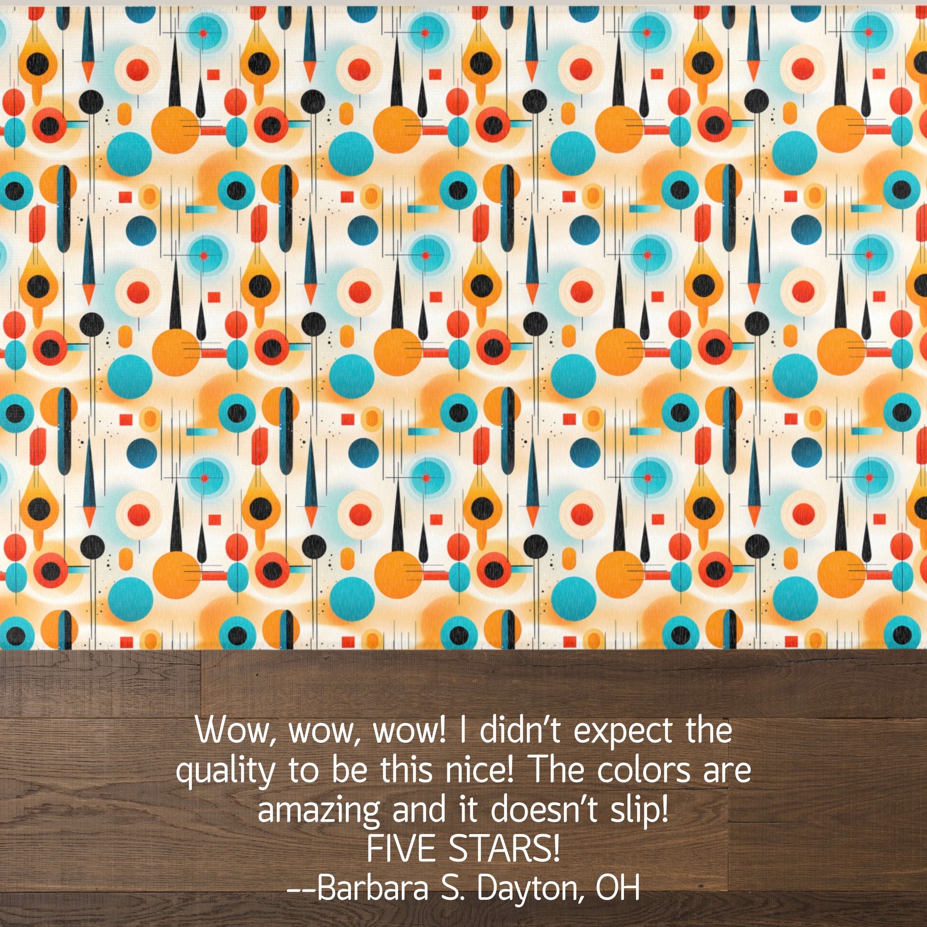 Mid Century Modern Area Rug | Retro Geometric Pattern Rug for Living Room, Office, Bedroom