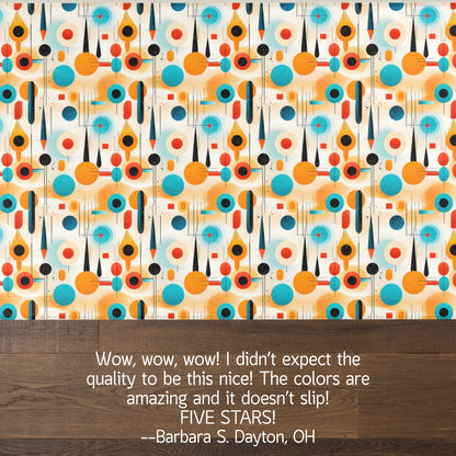 Mid Century Modern Area Rug | Retro Geometric Pattern Rug for Living Room, Office, Bedroom