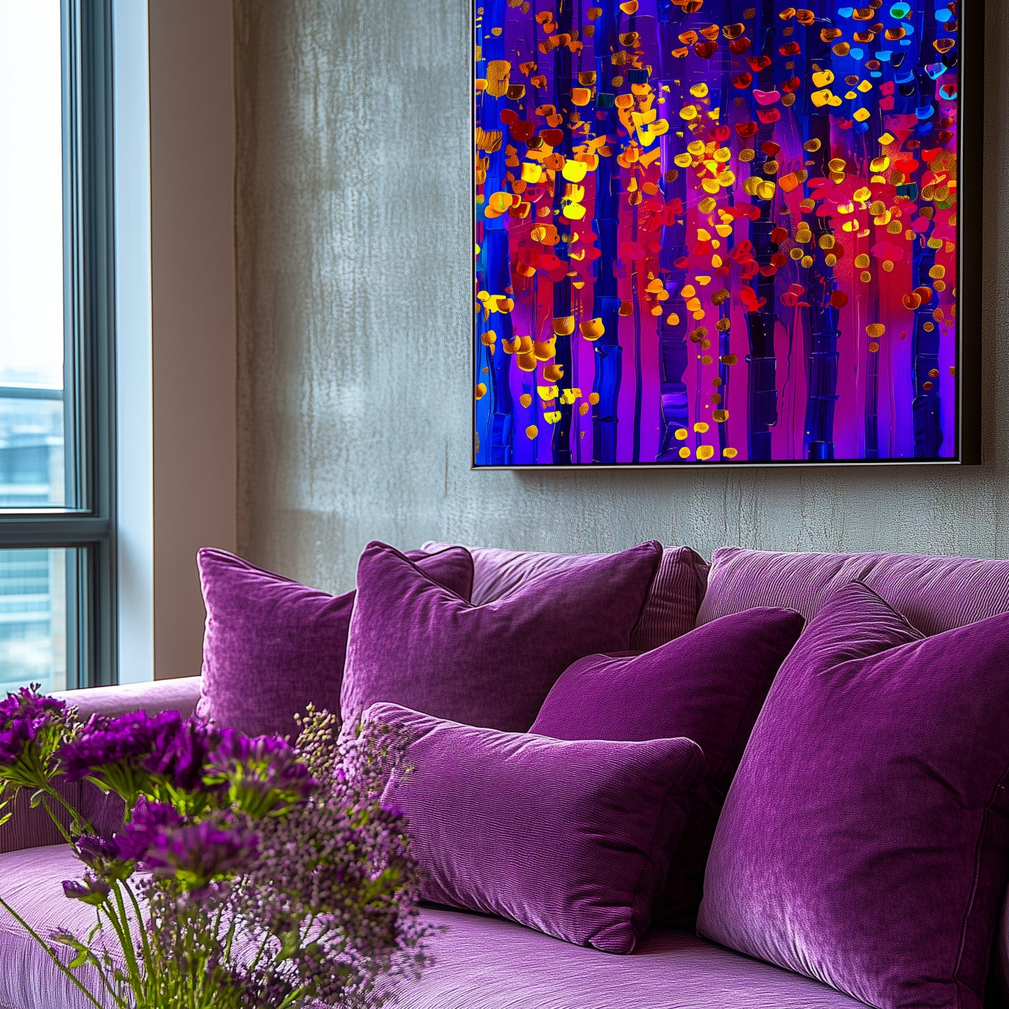 Vibrant Abstract Canvas Art, Stretched Wall Decor, Modern Home Artwork, Colorful Contemporary Print, Perfect Gift for Art Lovers