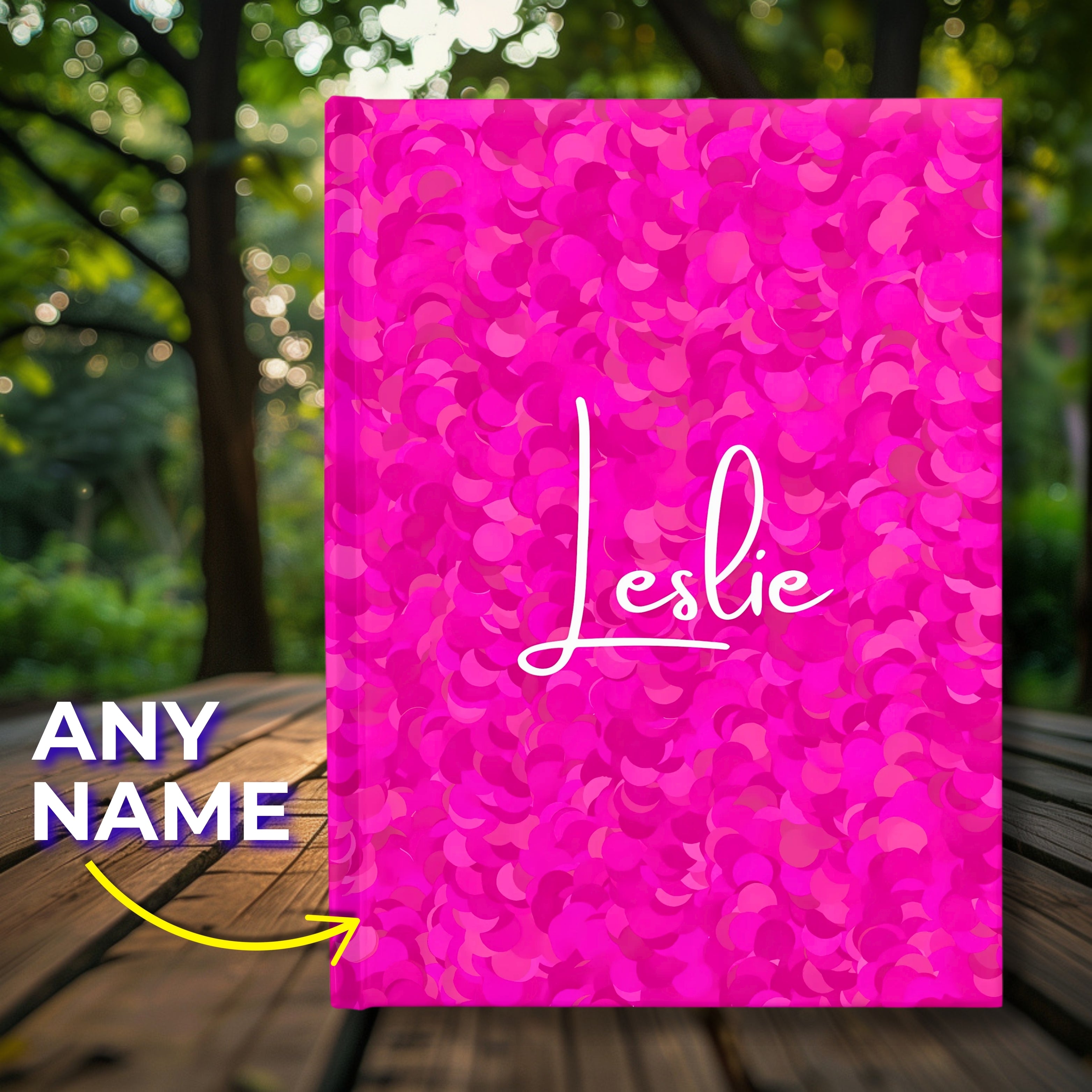 Minimalist Custom Name Hardcover Journal – Luxurious Hot Pink Diary