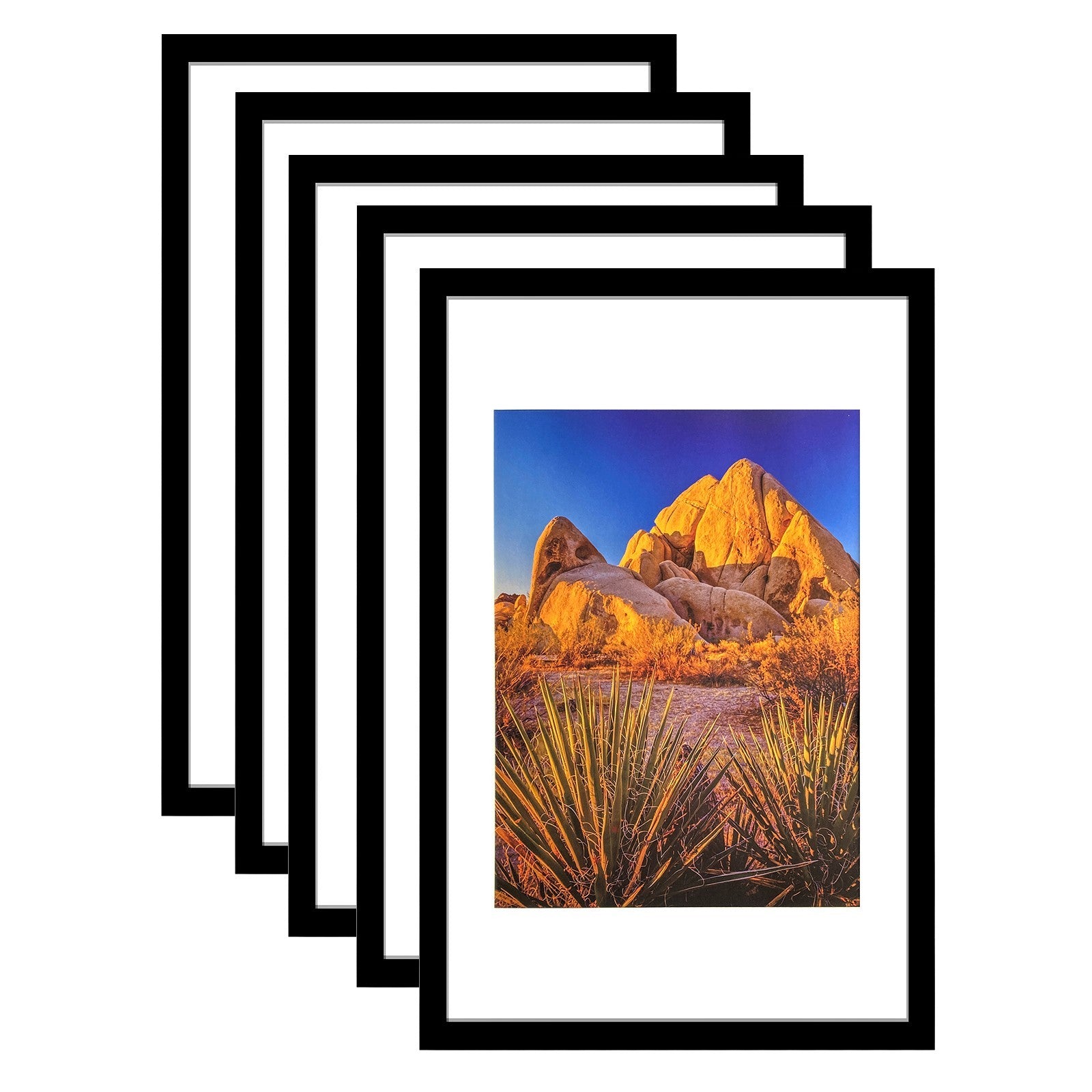Picture Frame PVC Black Frame 14.2W*3.1D*20.3H / 7.9LB Wall Mount Display , Pack of 5