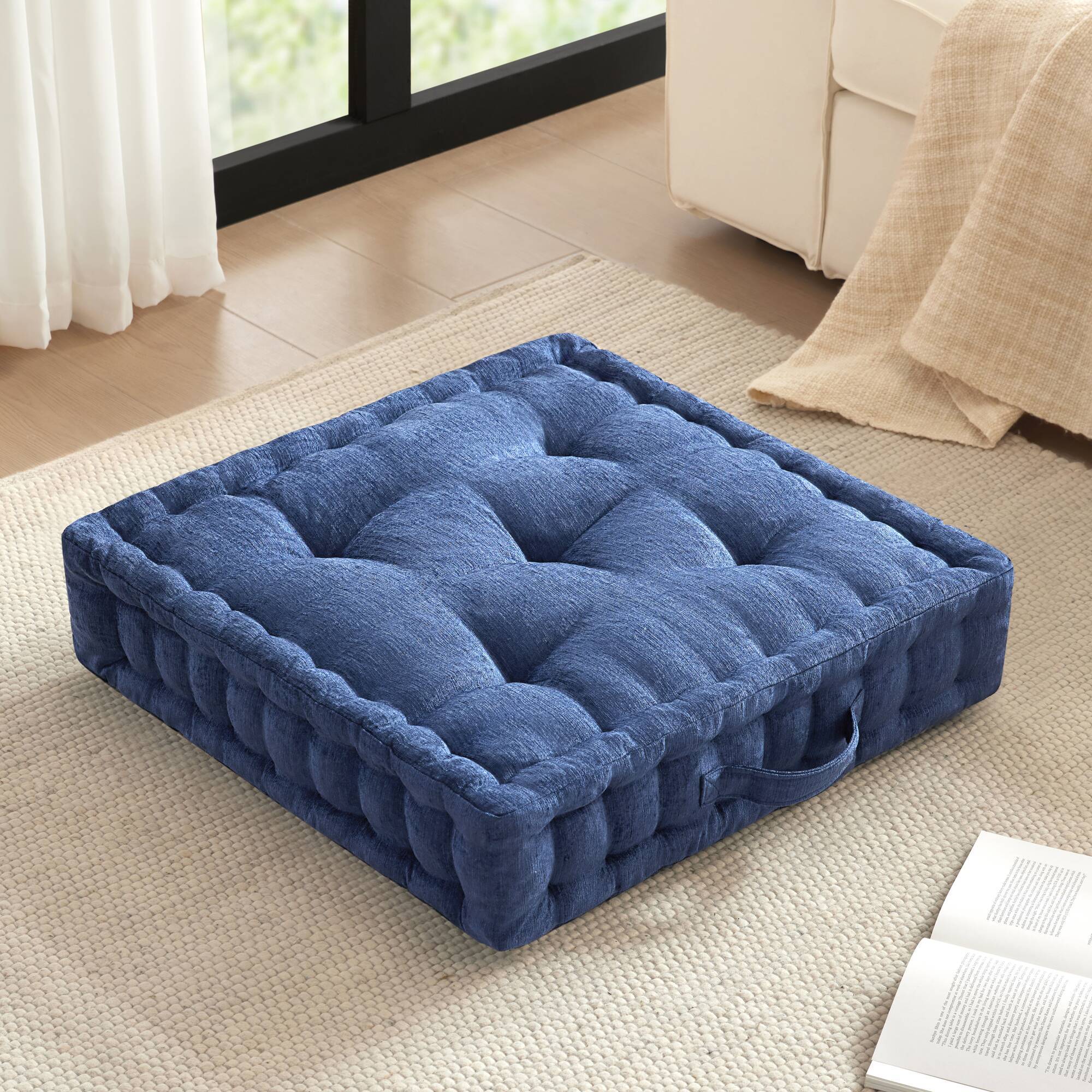 Poly Chenille Square Floor Pillow Cushion-24x24'