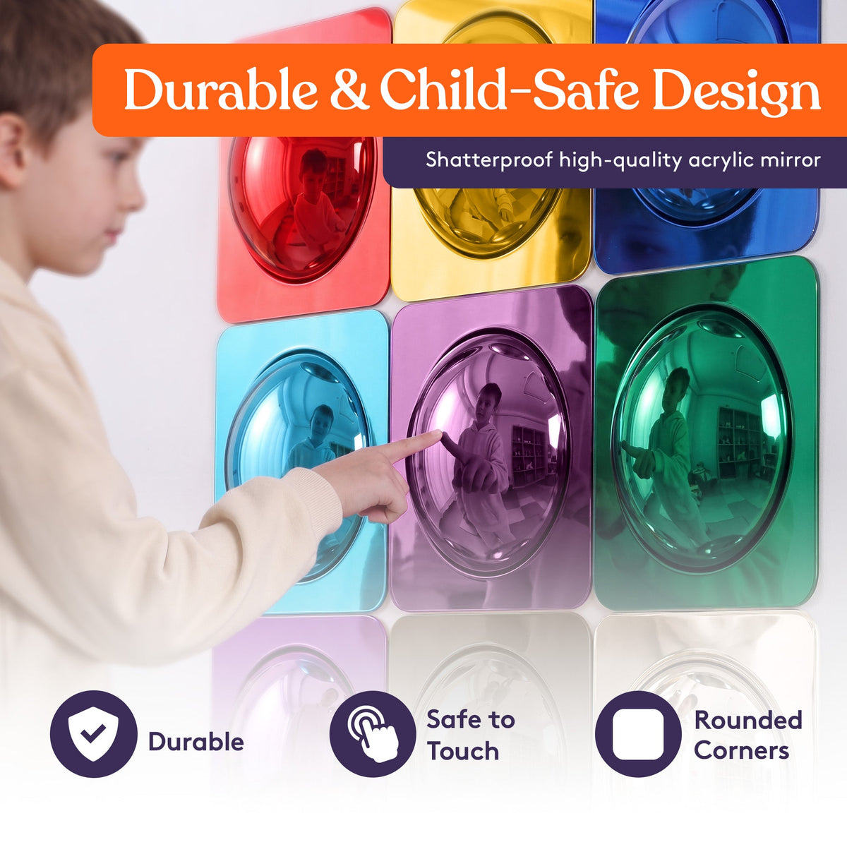 Special Supplies Sensory Bubble Wall Mirror - Multi- Color Interactive Acrylic Mirrors for Wall Decoration and Sensory Toys for Kids Classroom or Home - Room Decor -Visual, Tactile Stimulation - (Pack of 9)