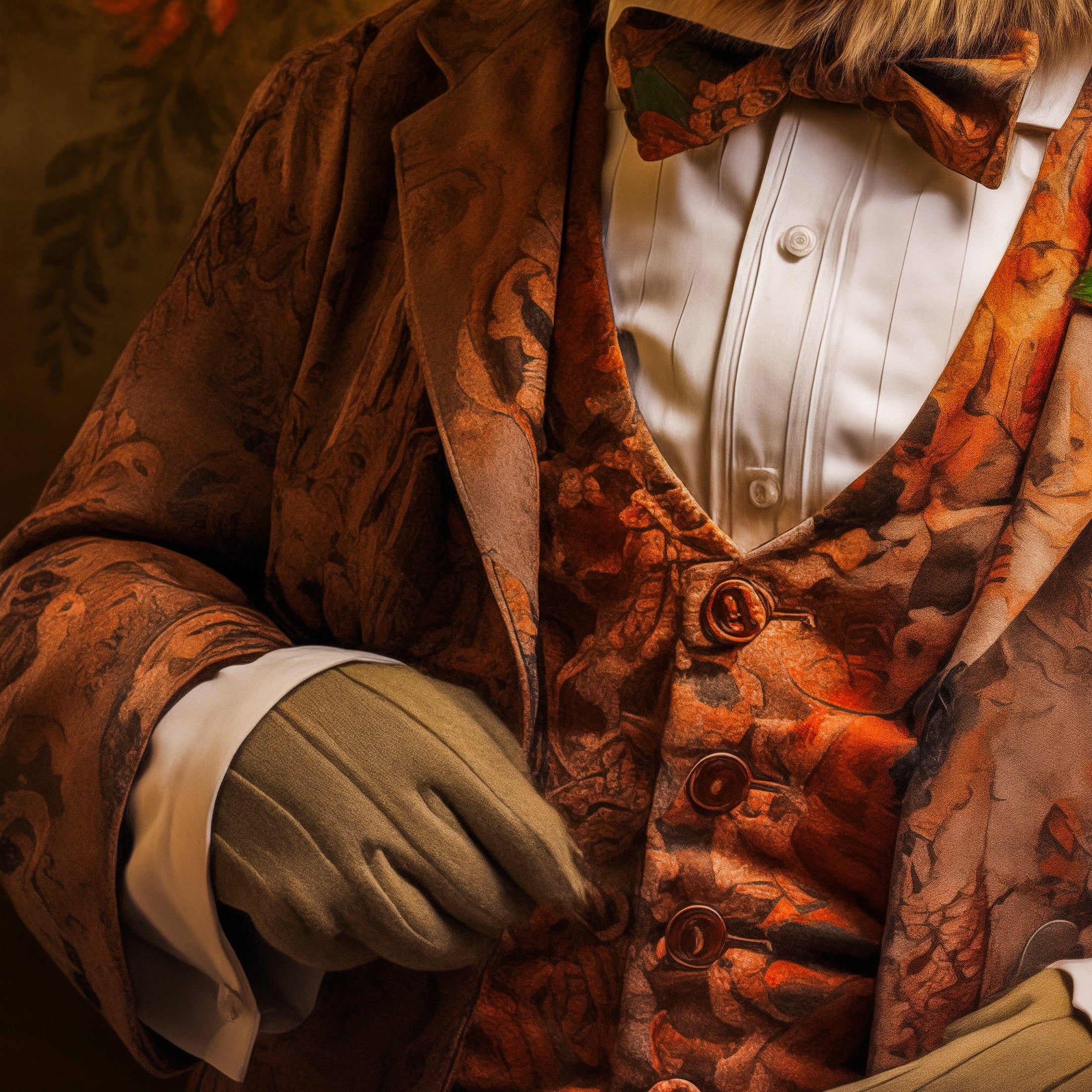 Elegant Victorian Bear Portrait - Regal Animal in Suit and Top Hat - Victorian Wedding Party Collection from The Curated Goose