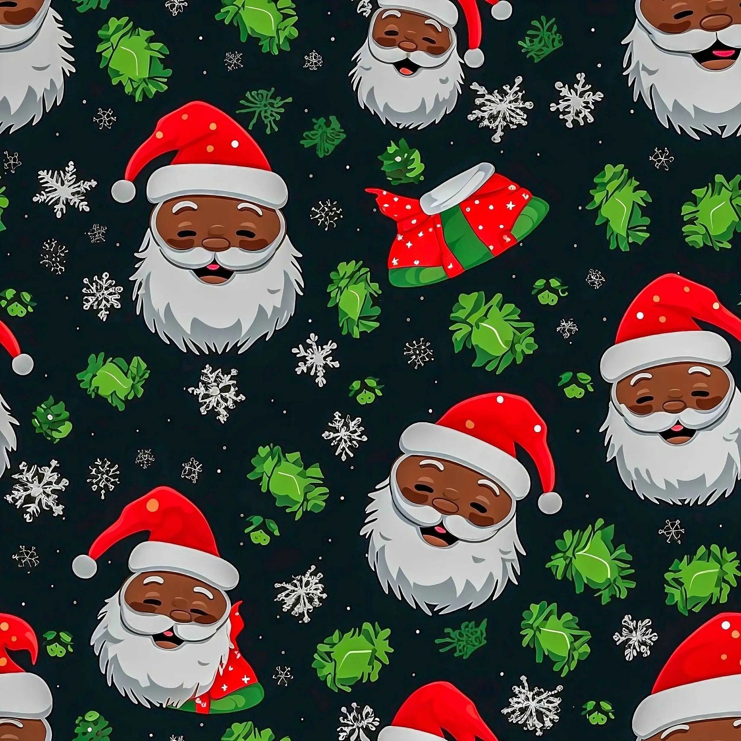 Black Santa Claus Wrapping Paper Rolls - The Curated Goose