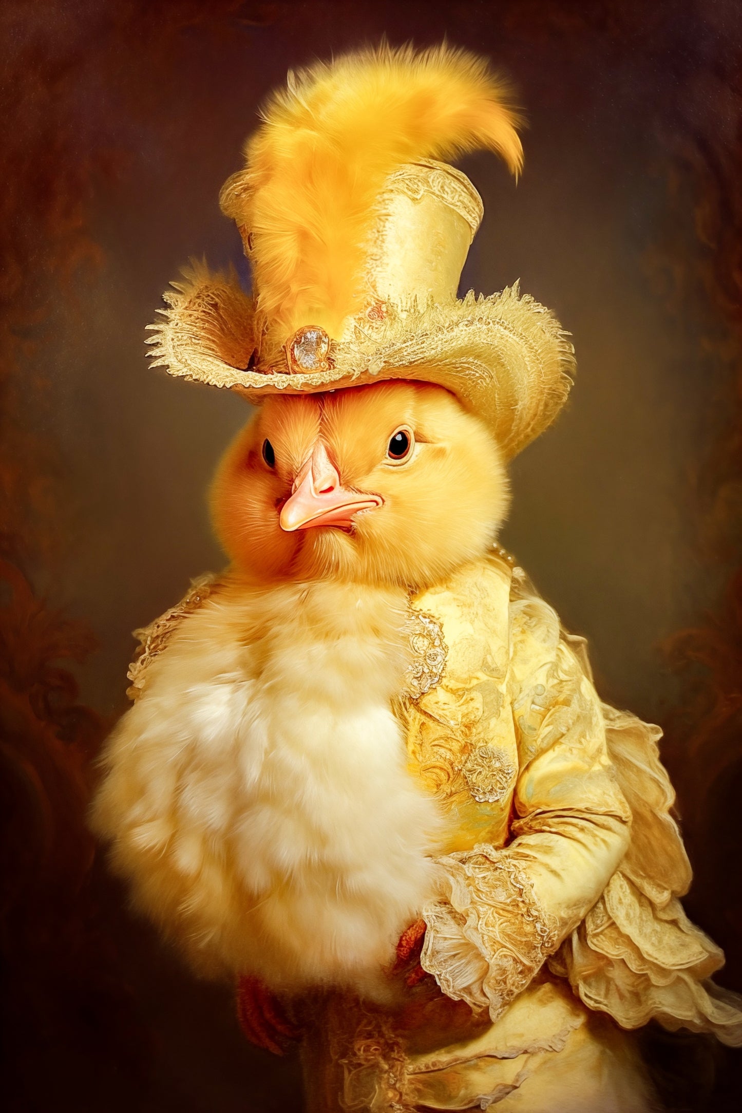 Victorian Wedding Party Portrait Series | Chicken in Formal Attire Portrait on Watercolor Paper from The Curated Goose