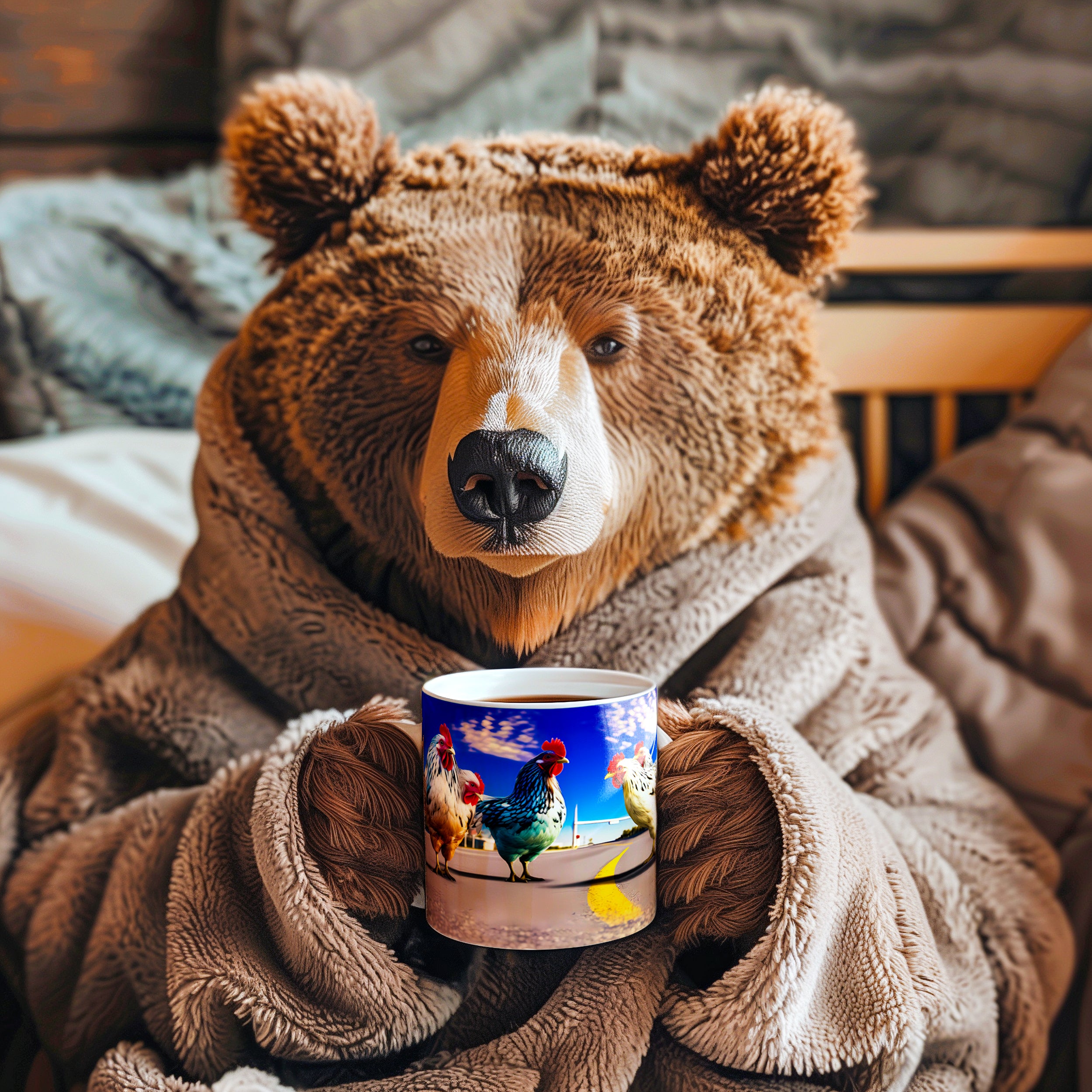 Coffee Mug | Chickens Crossed the Road | Silly Chicken Art | Funny Coffee Mugs from The Curated Goose