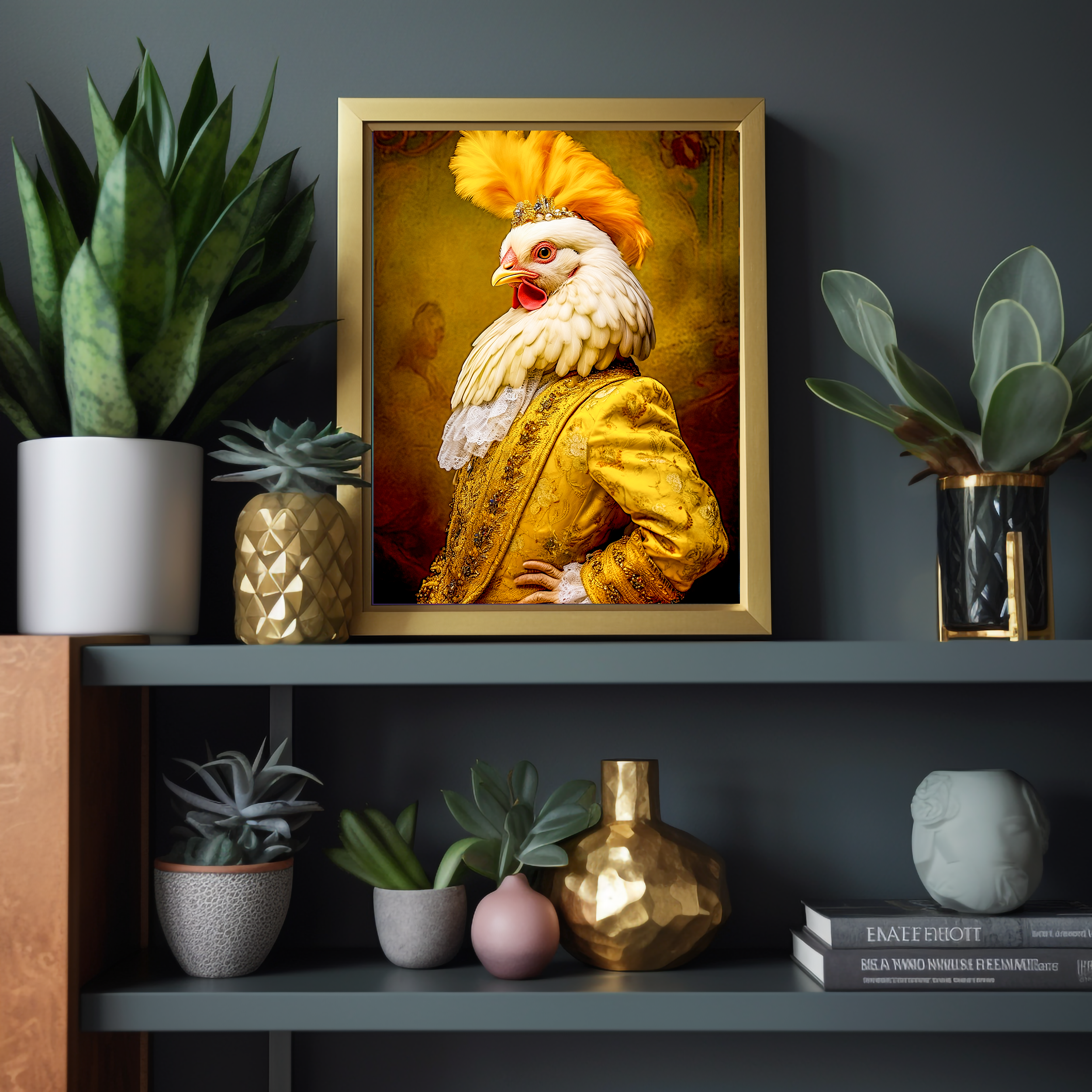 Renaissance Style Rooster Portrait Art Print | Victorian Animals in Costumes | Silly Animal Art Print from The Curated Goose