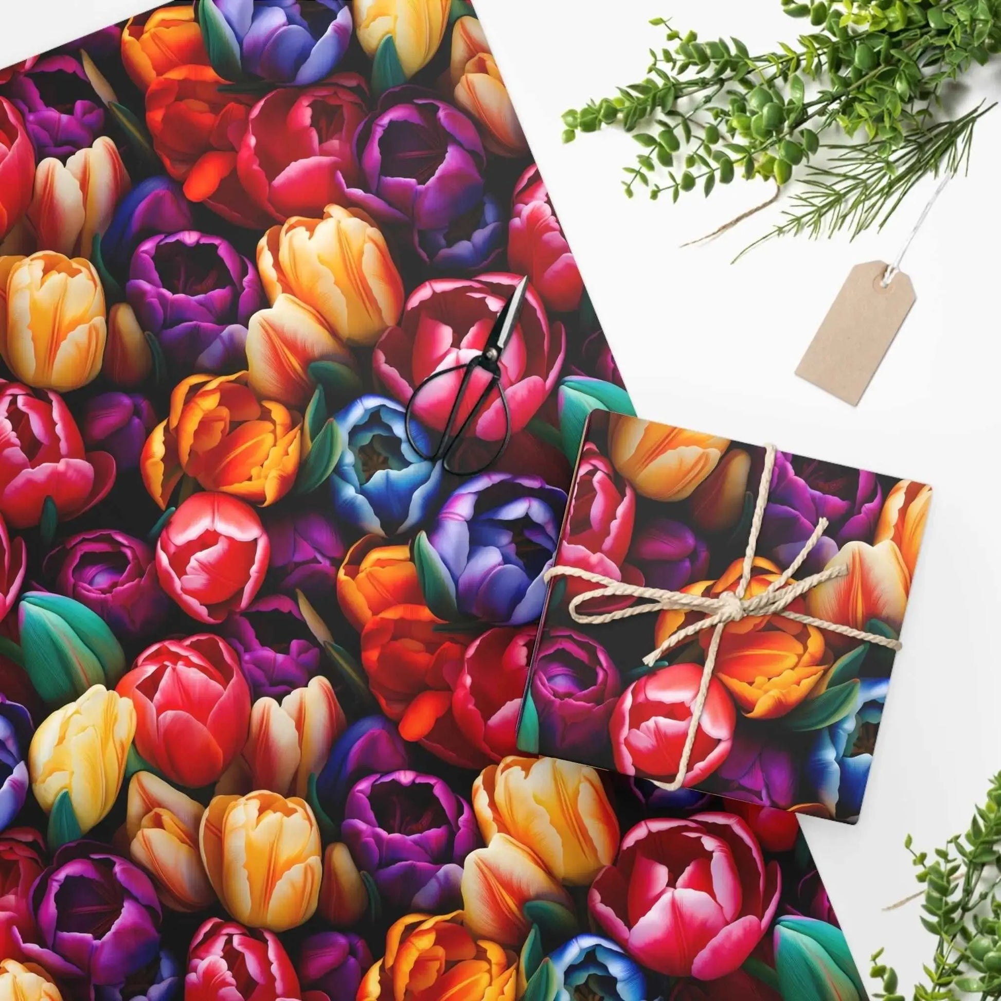 Wholesale Flower Cart Tulips Wrapping Paper Roll for your store