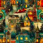 Vintage Victorian Santa in Festive Neighborhood Wrapping Paper – Luxurious & One-of-a-Kind Holiday Magic