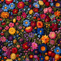 Embroidery Flowers Wrapping Paper Rolls |  Dark Background Floral Gift Wrap