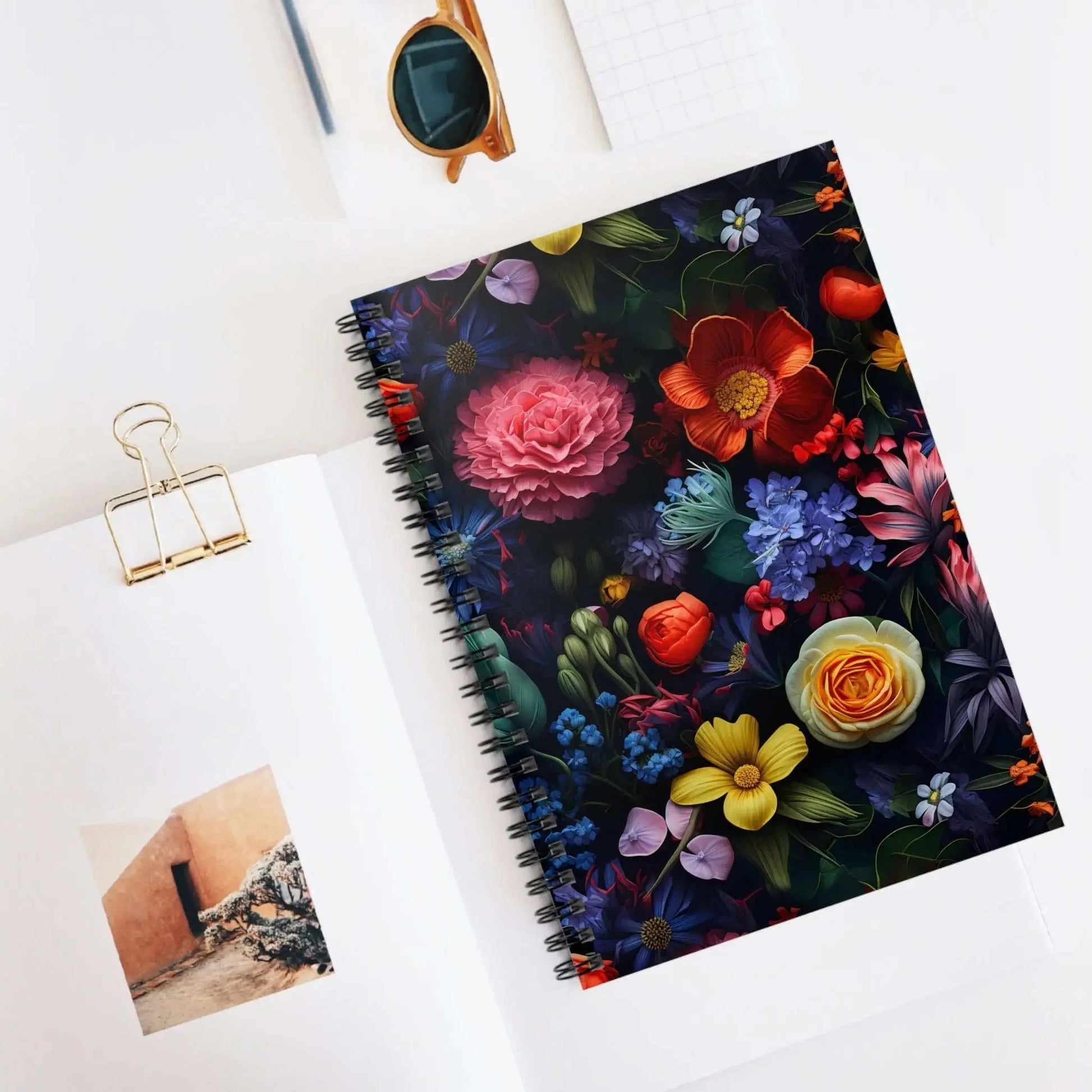 Dark & Moody Floral Print Spiral Bound Journal from The Curated Goose