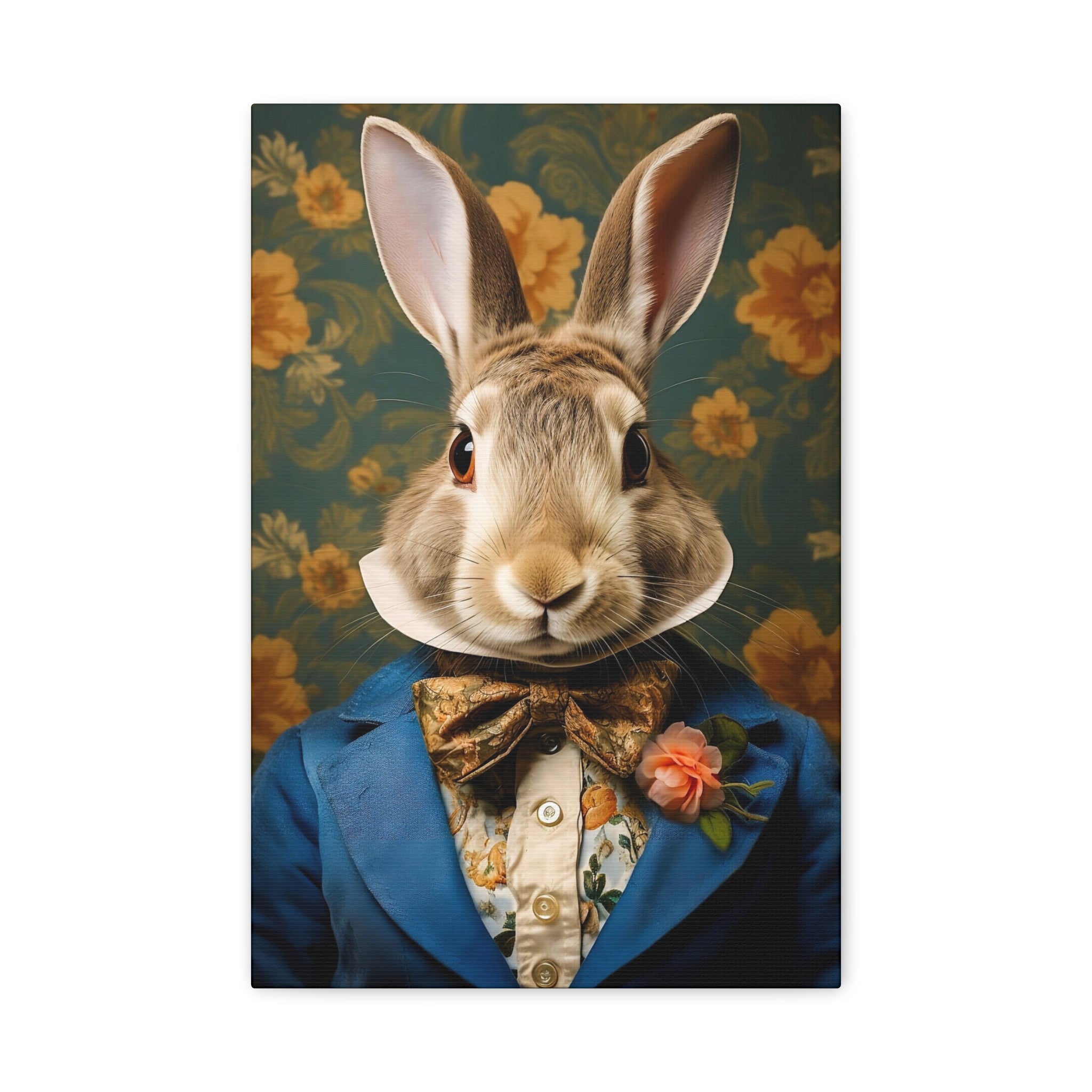 Victorian Rabbit Animal Portrait Wall Art Print | Fine Art Paper or Canvas Print