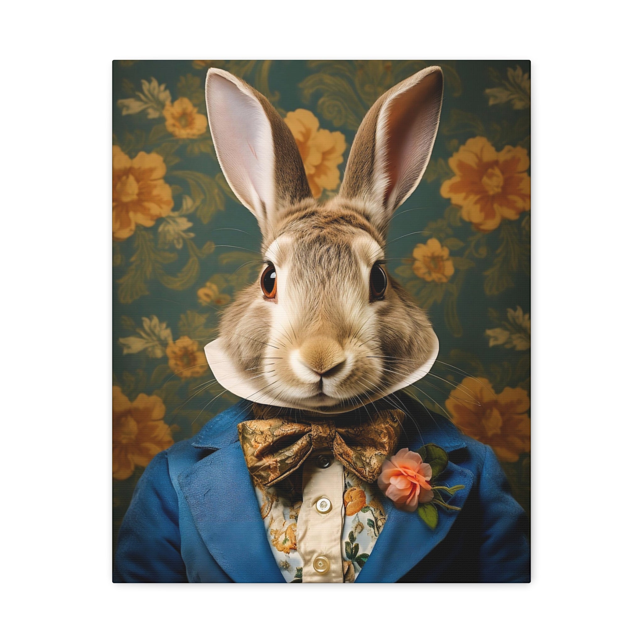 Victorian Rabbit Animal Portrait Wall Art Print | Fine Art Paper or Canvas Print