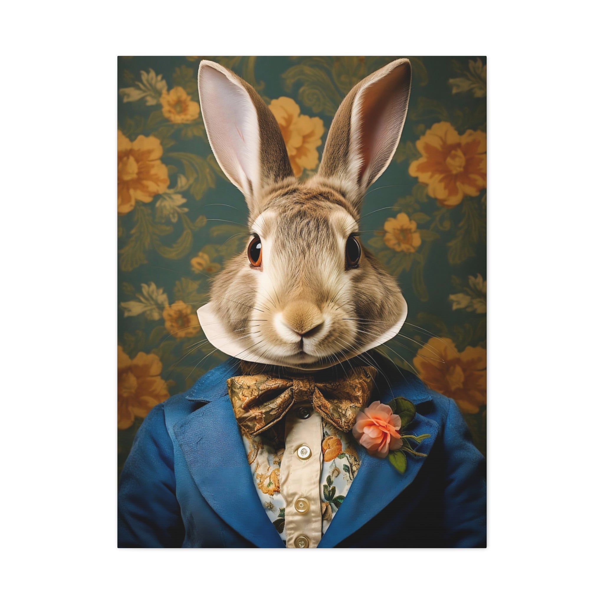 Victorian Rabbit Animal Portrait Wall Art Print | Fine Art Paper or Canvas Print