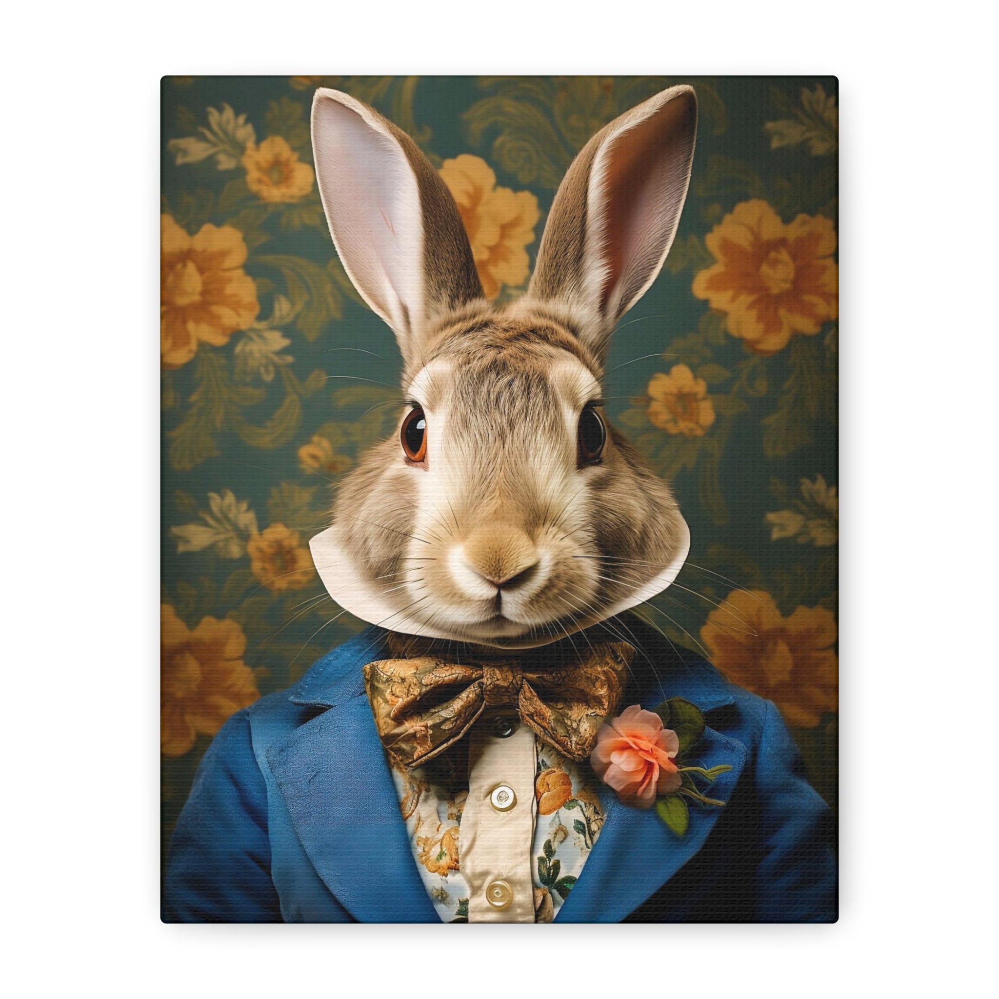Victorian Rabbit Animal Portrait Wall Art Print | Fine Art Paper or Canvas Print