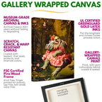 Lady Hippo on Swing Canvas Art Print | Rococo Style Art Stretched Canvas Print