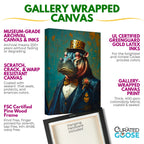 Dapper Hippo Canvas Art: Whimsical Animal Portrait in Bow Tie