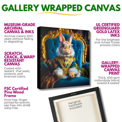 Rabbit Royalty Portrait | Canvas Wall Art Print