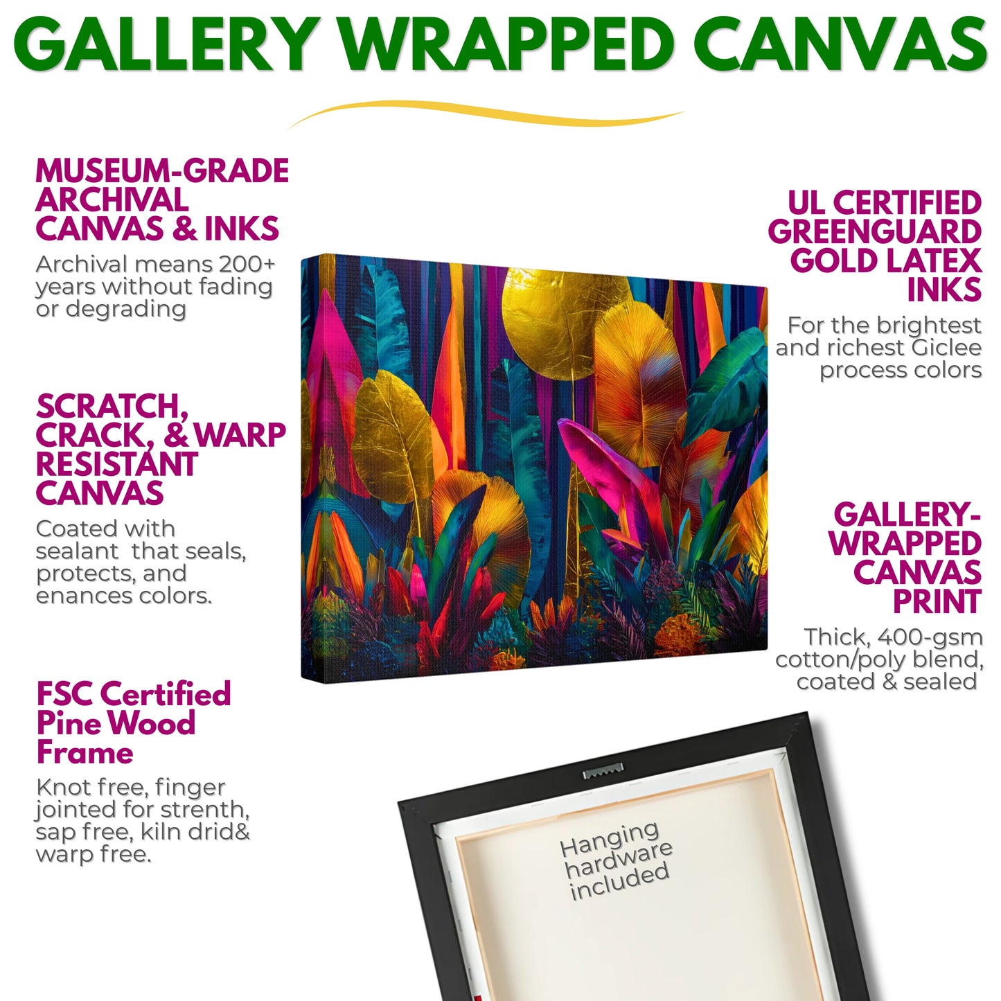 Canvas Print | Vibrant Neon Jungle Wall Art
