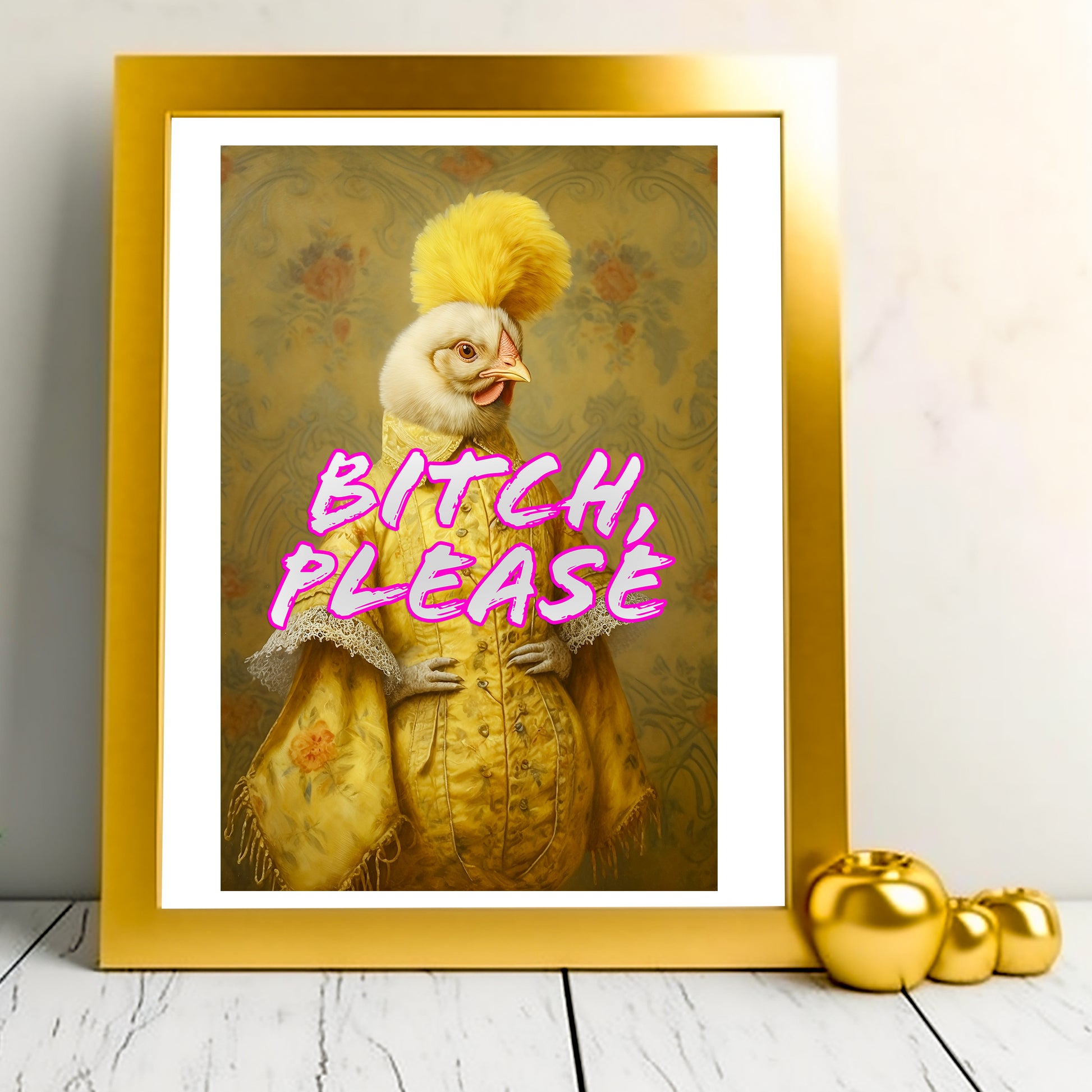 Sassy Victorian Hen Portrait | Altered Portrait 'B*tch Please' | Unique Home Decor from The Curated Goose