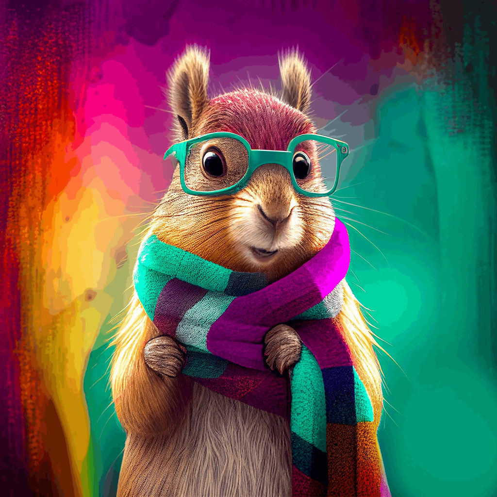 Hipster Squirrel Art Print | Trendy Hipster Animal Home Décor from The Curated Goose