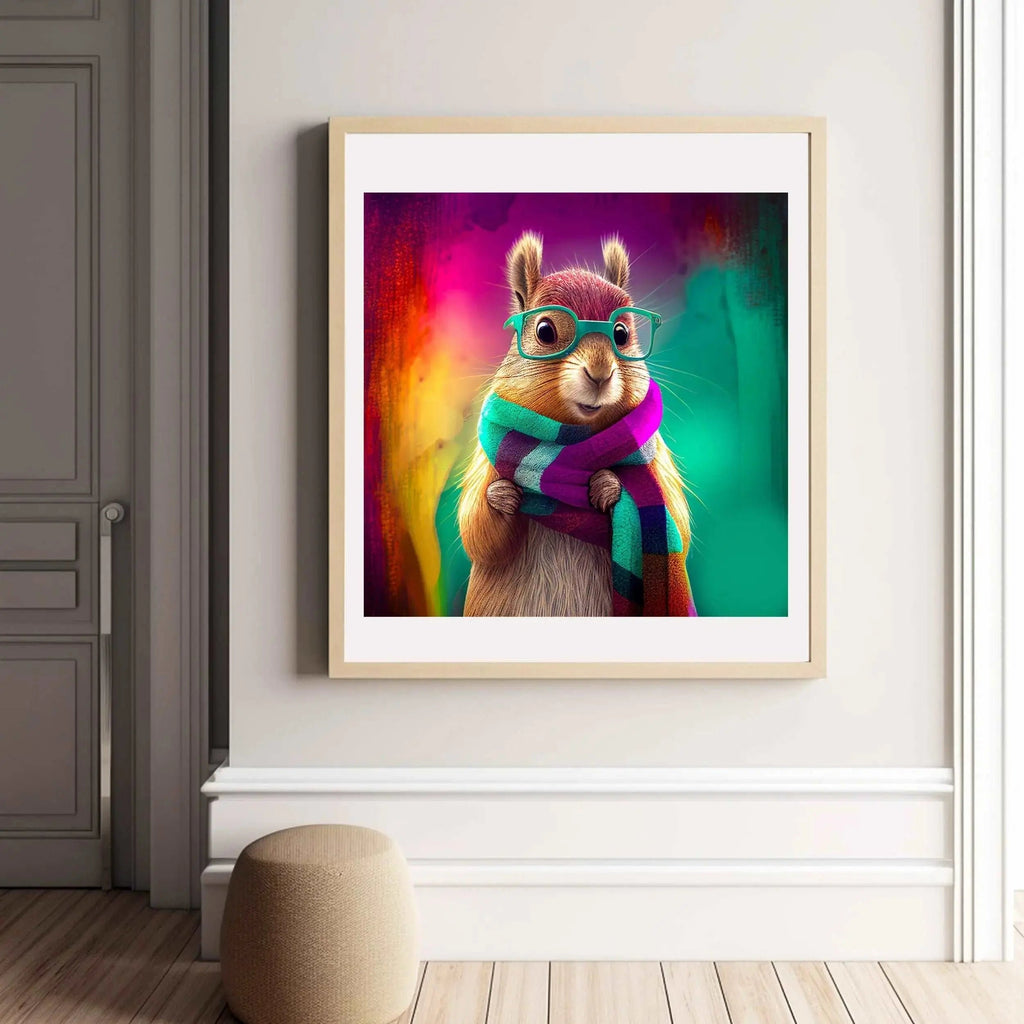 Hipster Squirrel Art Print | Trendy Hipster Animal Home Décor from The Curated Goose