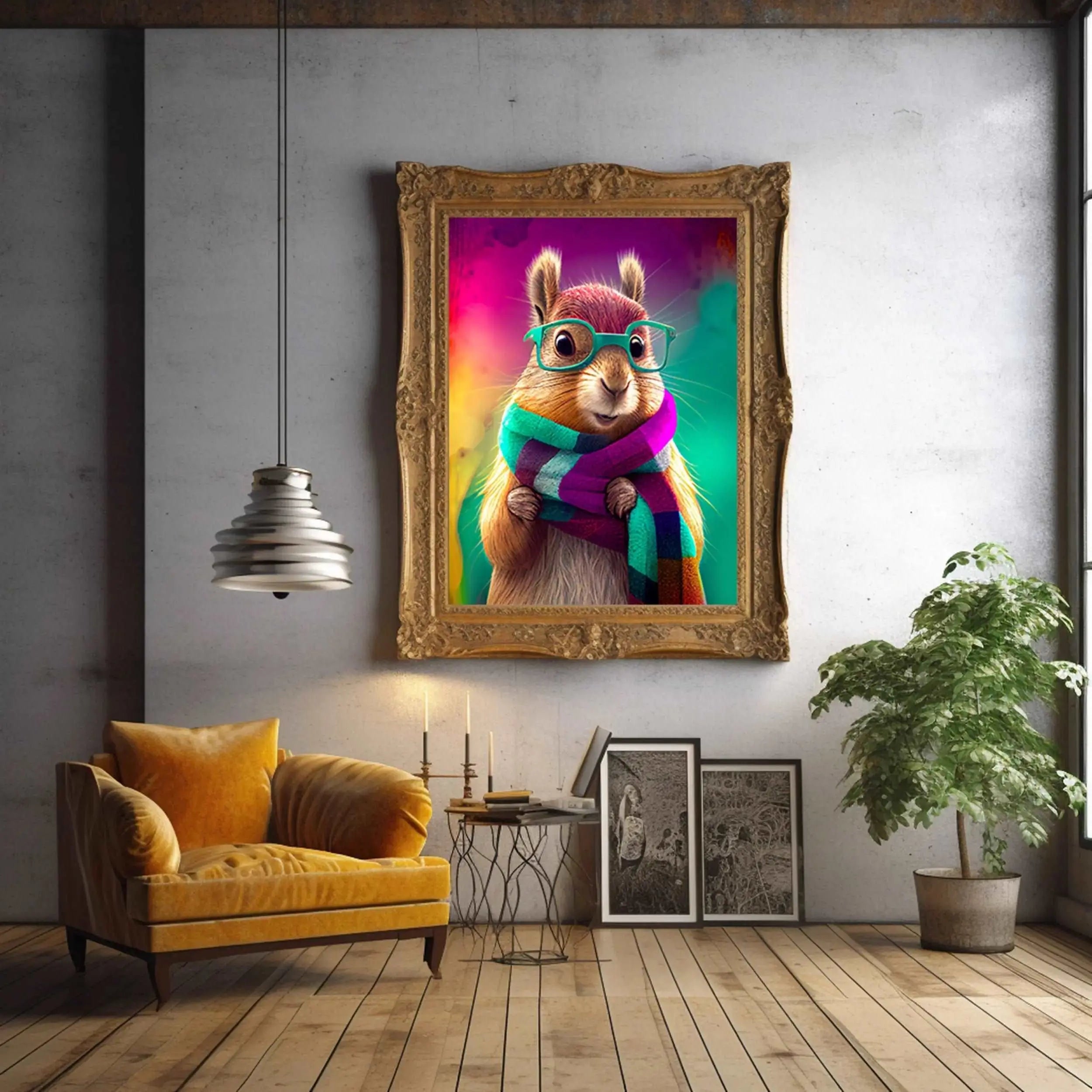 Hipster Squirrel Art Print | Trendy Hipster Animal Home Décor from The Curated Goose