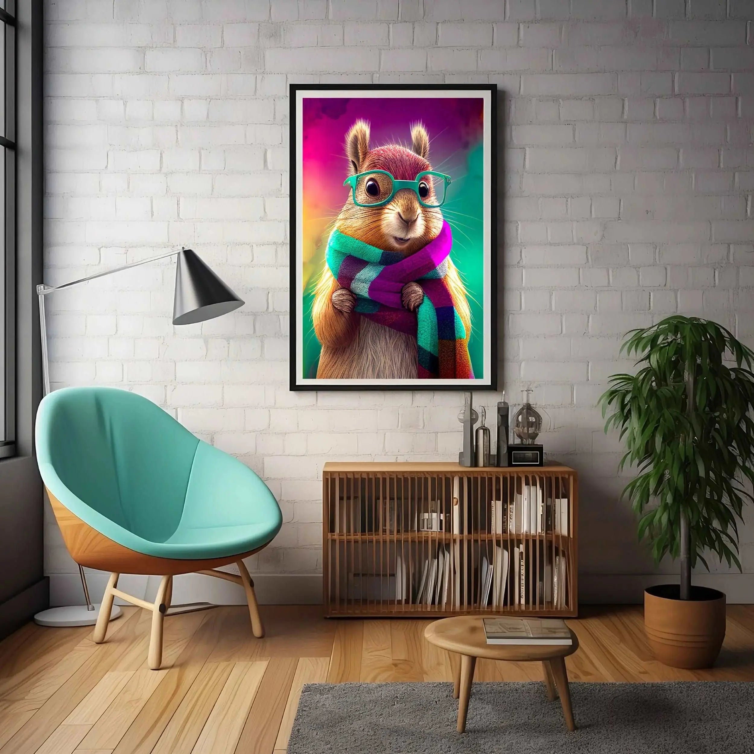 Hipster Squirrel Art Print | Trendy Hipster Animal Home Décor from The Curated Goose