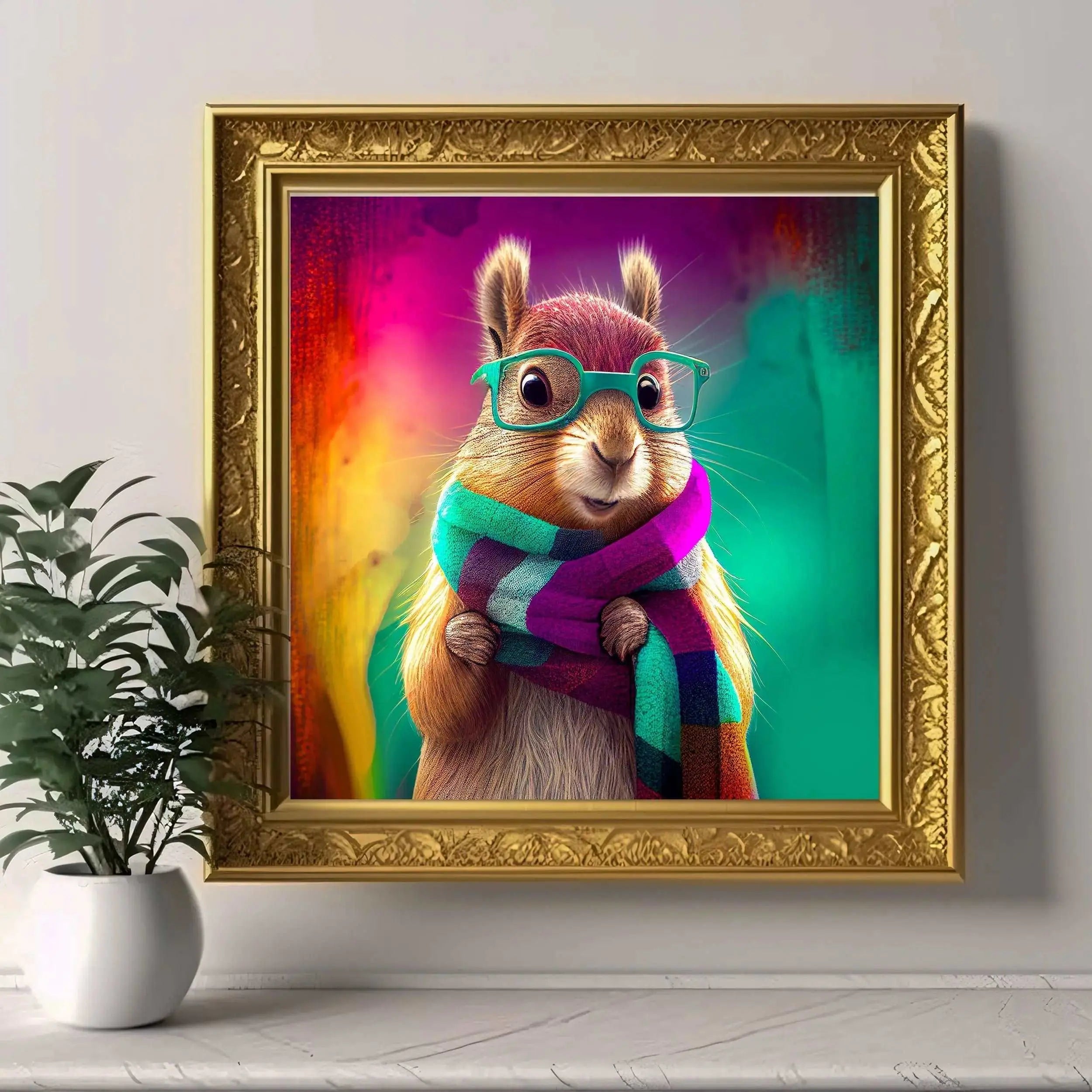 Hipster Squirrel Art Print / Eclectic Hipster Animal Art / Silly Animal Fine Art Poster Print - Premium Art Print from The Curated Goose - From $18.98! Shop now at TheCuratedGoose.com