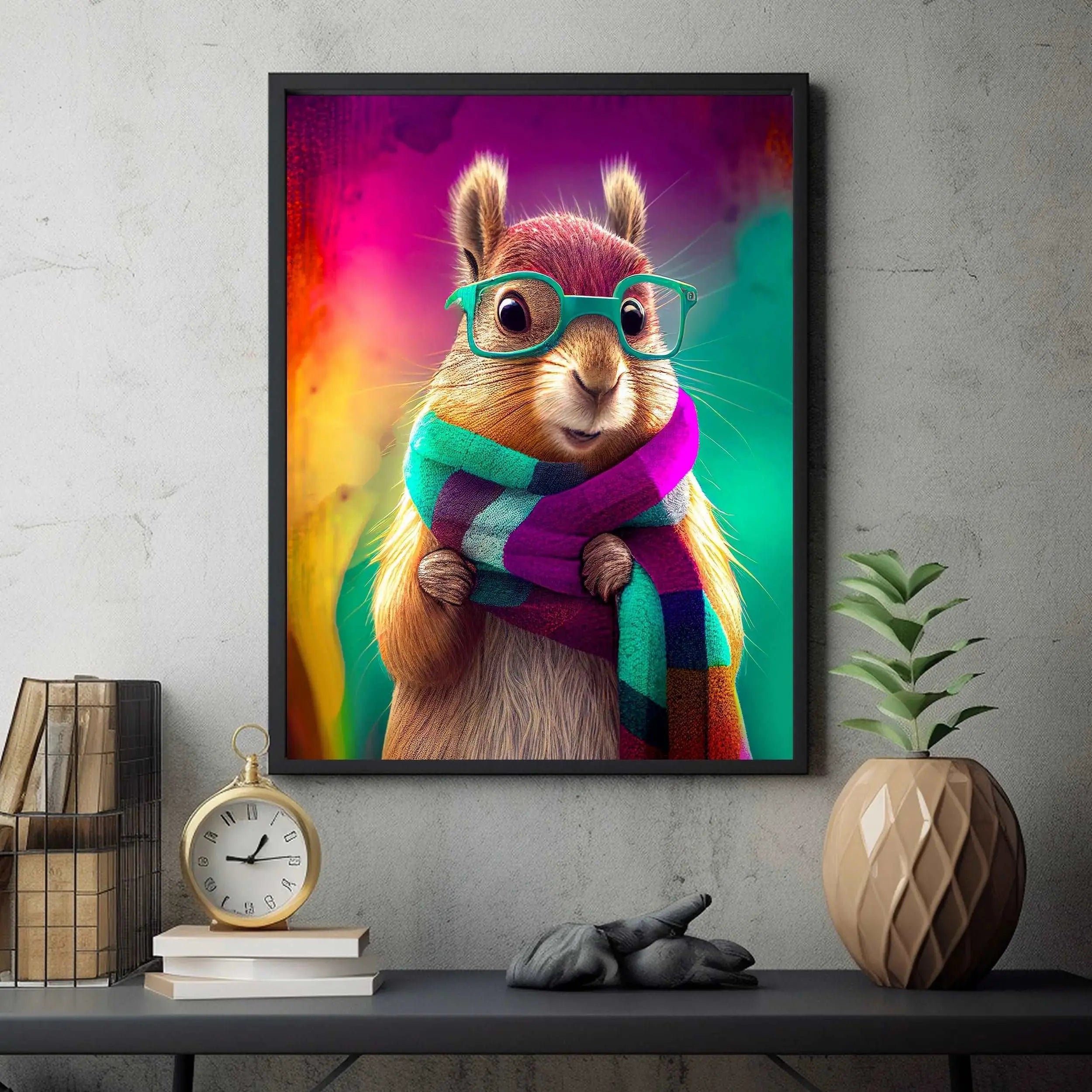 Hipster Squirrel Art Print / Eclectic Hipster Animal Art / Silly Animal Fine Art Poster Print - Premium Art Print from The Curated Goose - From $18.98! Shop now at TheCuratedGoose.com