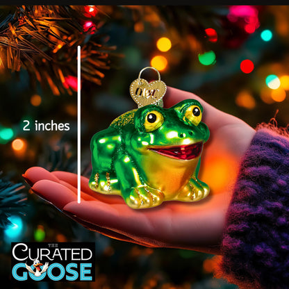 Green frog holiday ornament